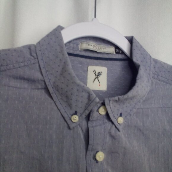 Marc Ecko Shirt M Men Short Sleeve Button Up Pockets Blue - Picture 5 of 14